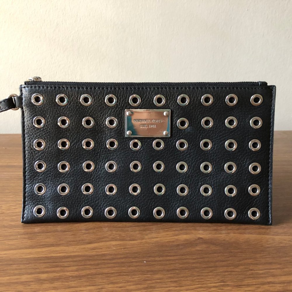 Michael Kors black studded wristlet